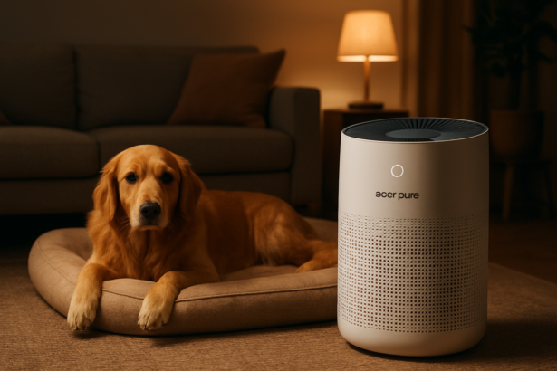 Acer Pure Air Purifier Powers Pet Hair Removal with 5-Stage Filtration and Night Mode for Cozy Evenings